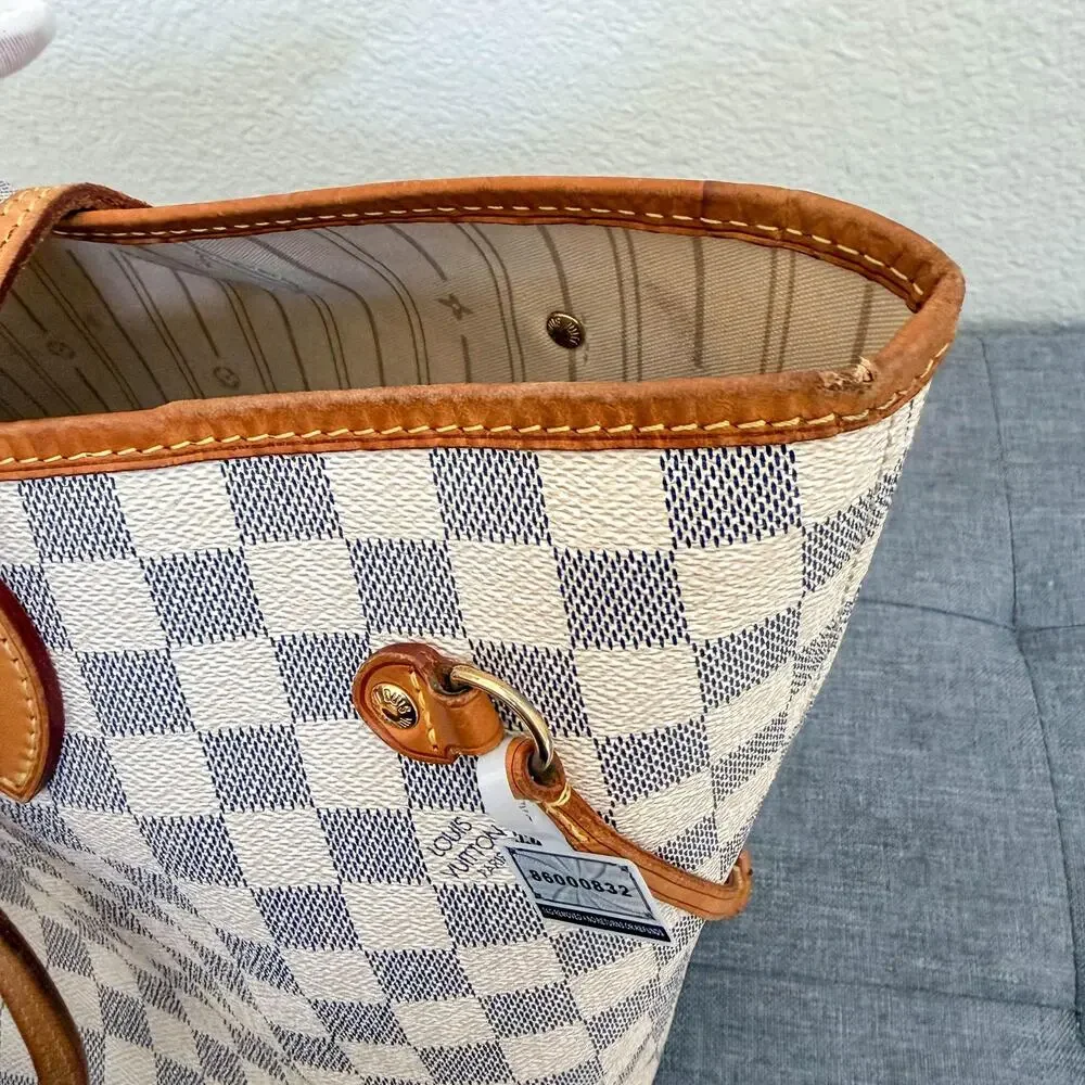 Authentic Louis Vuitton Neverfull MM Damier Azur Tote Shoulder Bag - Picture 8 of 14
